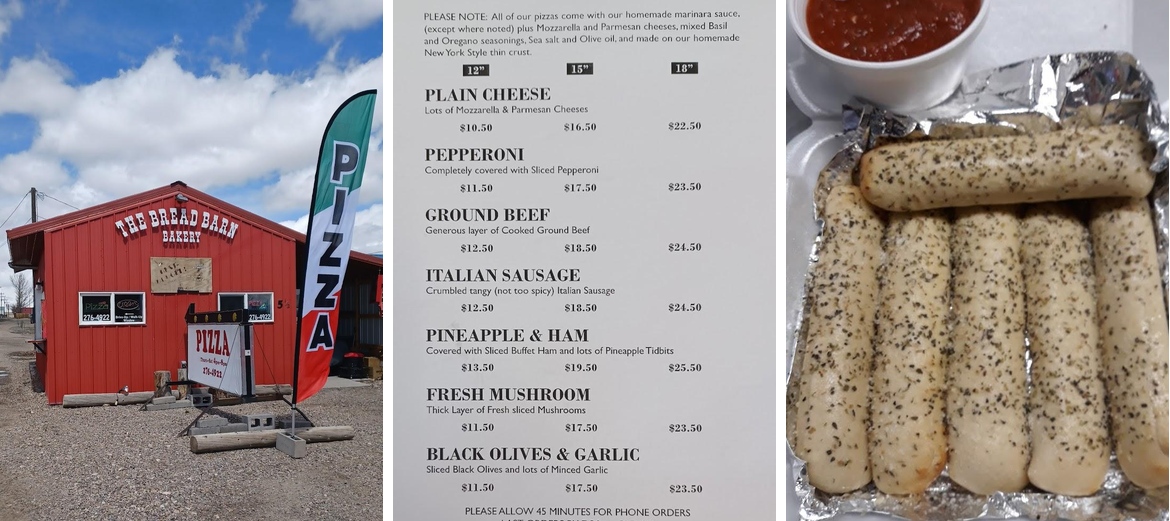 The Bread Barn Pizzeria Menu
